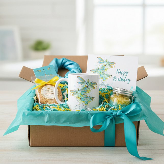 Teal Dragonfly splatter personalized  Coffee Mug (Creator Uploaded)