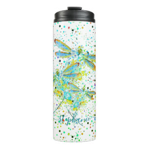 Teal Dragonfly splatter personalized  Thermal Tumb Tumbler