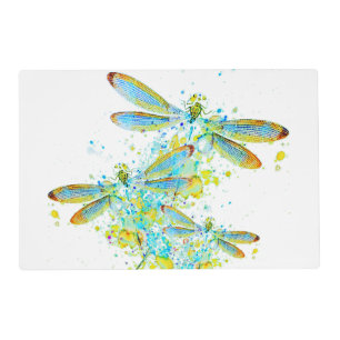 Teal Dragonfly splatter Placemat