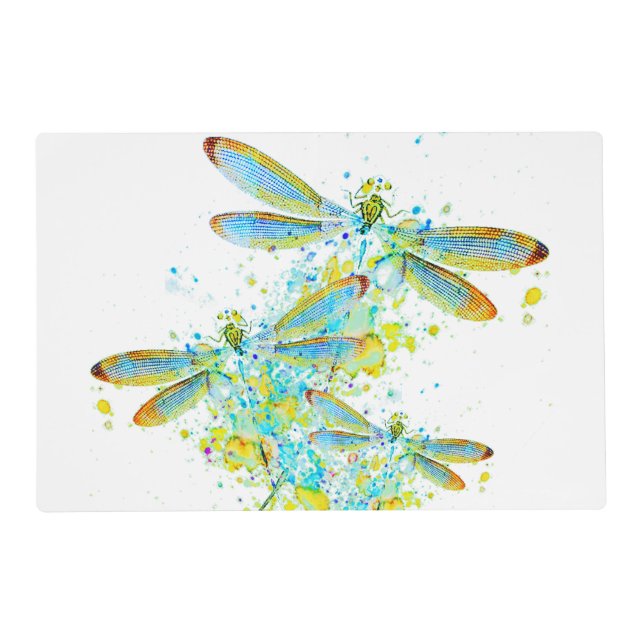 Teal Dragonfly splatter  Placemat (Front)