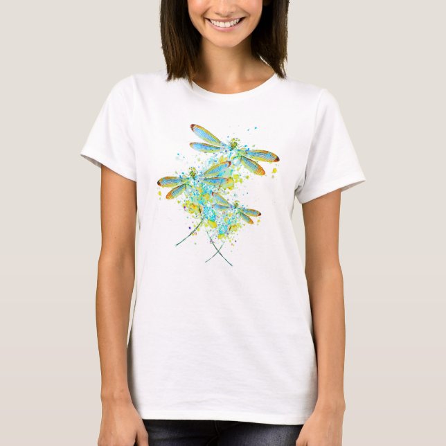 Teal Dragonfly splatter T-Shirt (Front)