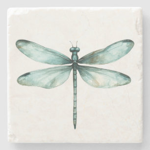 Teal Dragonfly Stone Coaster