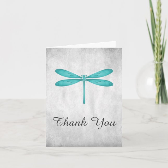 Teal Dragonfly Thank You Card (Front)