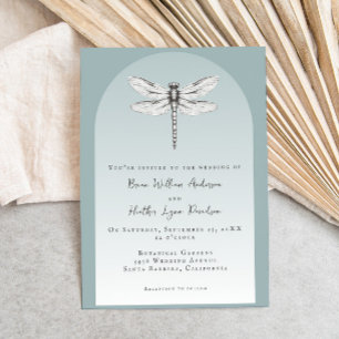 Teal Dragonfly Wedding Invitation