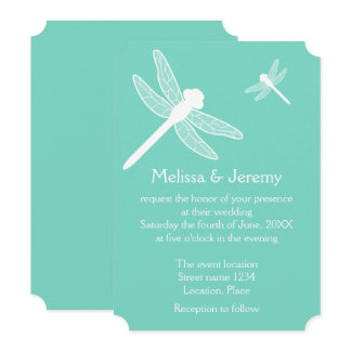 Teal Dragonfly Wedding Invitation