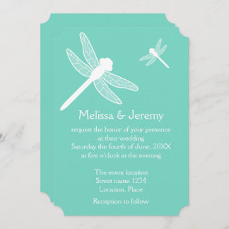 Teal Dragonfly Wedding Invitation