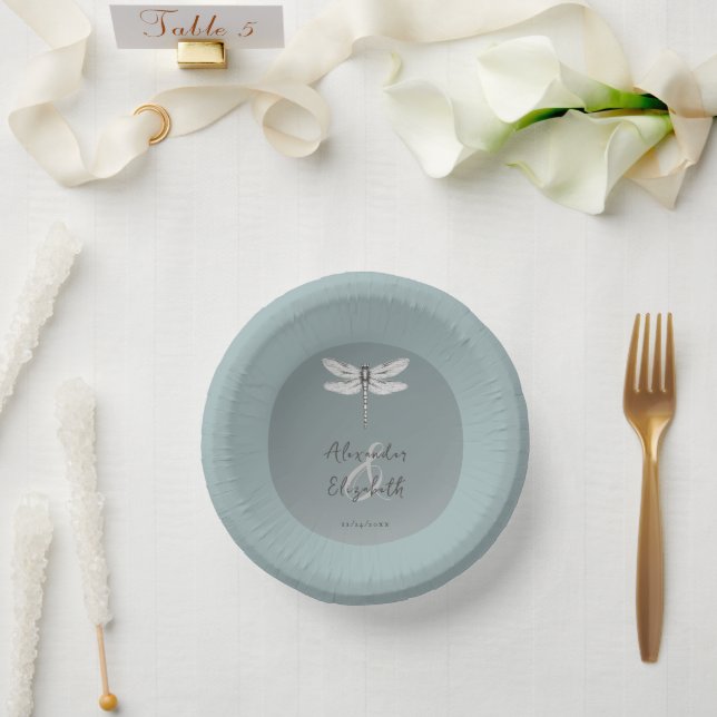 Teal Dragonfly Wedding Paper Bowls (Wedding)