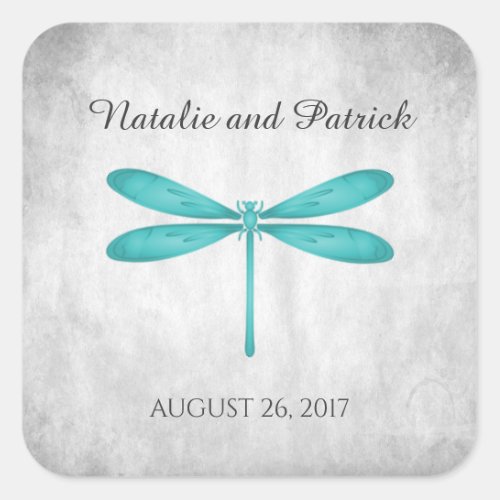 Teal Dragonfly Wedding Stickers