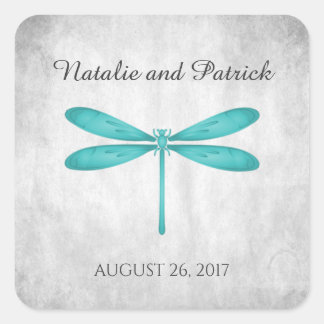 Teal Dragonfly Wedding Stickers