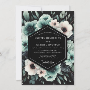 Teal Dramatic Anemone Wedding Invitation