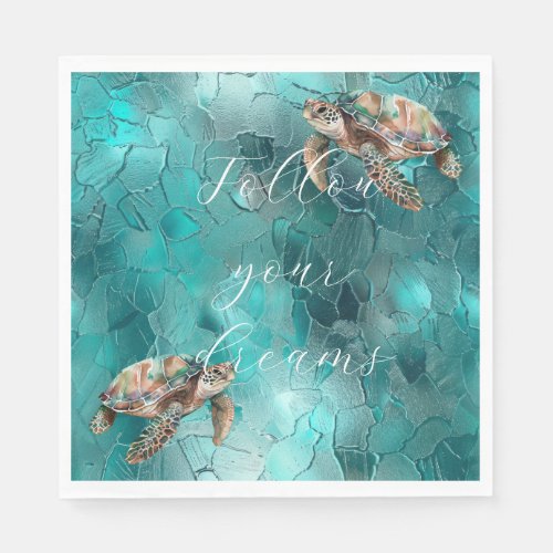 Teal Dream Sea Turtles Napkins
