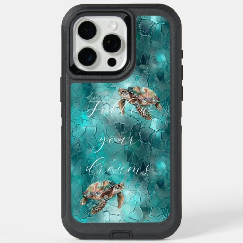 Teal Dream Sea Turtles iPhone 15 Pro Max Case