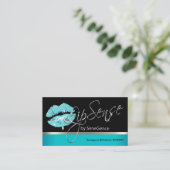 Teal Drip Lip and Silver Business Card (Standing Front)