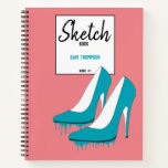 Teal Dripping Stilettos Fashion Sketchbook Notebook