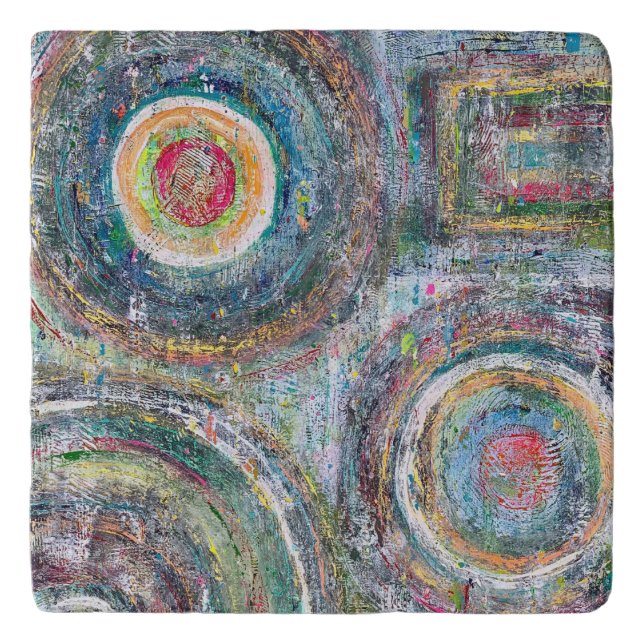 Teal Driven Marble Trivet (Front)