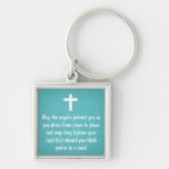 Teal Driver&#39;s Prayer Blessing Keychain at Zazzle