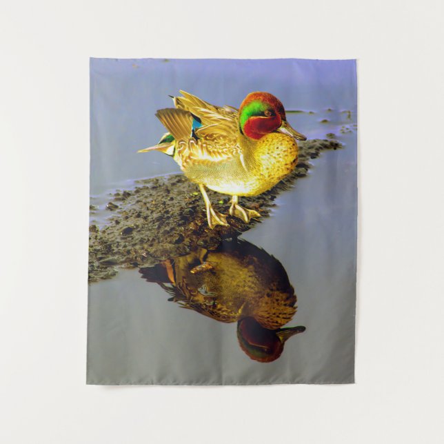 Teal Duck Wall Tapestry (Front)