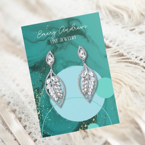Teal Earring Holder Designer Jewelry Display Business Card