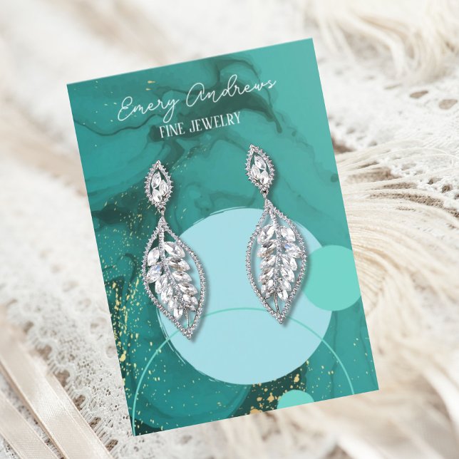 Teal Earring Holder Designer Jewelry Display Business Card (Creator Uploaded)