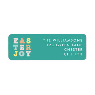 Teal Easter Joy Modern Pastels Return Address Label