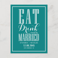 Teal Eat, Drink and Be Married Save the Date