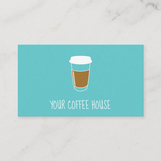 Teal Editable Coffee House Stamp loyalty card (Front)