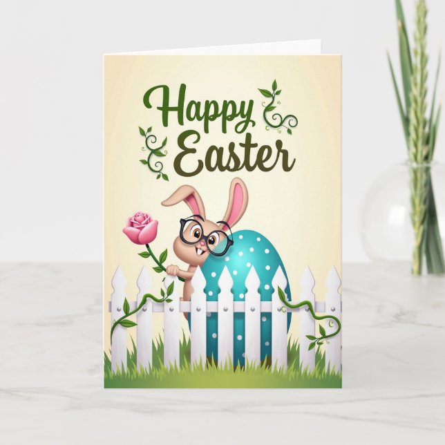 Teal Egg Faux Gold Foil Look Card (Front)