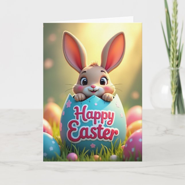 Teal Egg Happy Easter Card (Front)