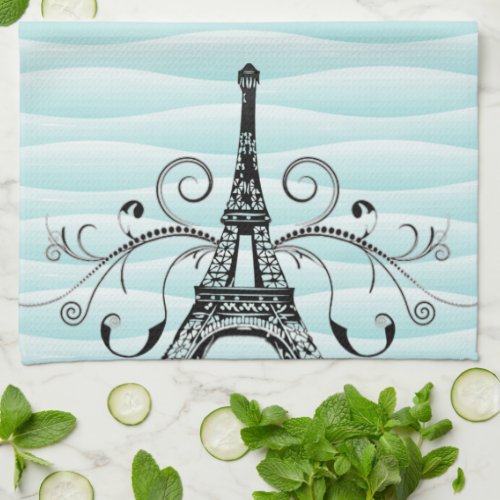 Teal Eiffel Towel Flourish Kitchen Towel