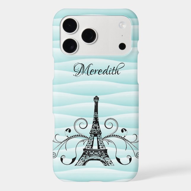 Teal Eiffel Tower Flourish Case-Mate iPhone Case (Back)