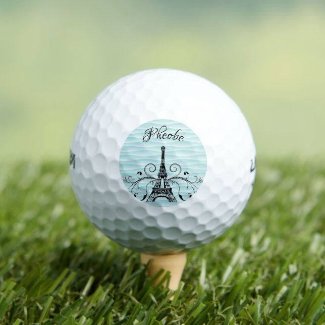 Teal Eiffel Tower Flourish Golf Balls (Insitu Tee)