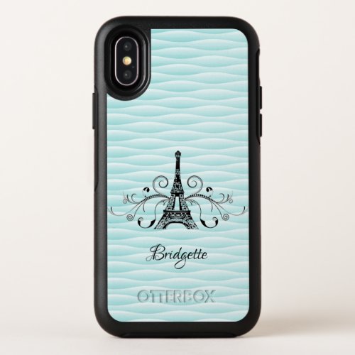 Teal Eiffel Tower Flourish OtterBox iPhone Case
