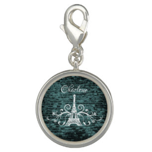 Teal Eiffel Tower Grunge Bracelet Charm