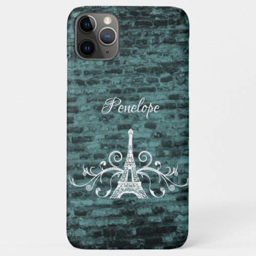 Teal Eiffel Tower Grunge Case_Mate iPhone Case