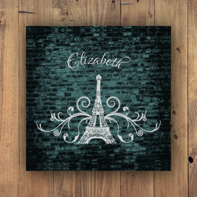Teal Eiffel Tower Grunge Paperweight (Teal Eiffel Tower Grunge Paperweight)