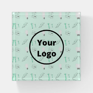 Teal electric business pattern paperweight