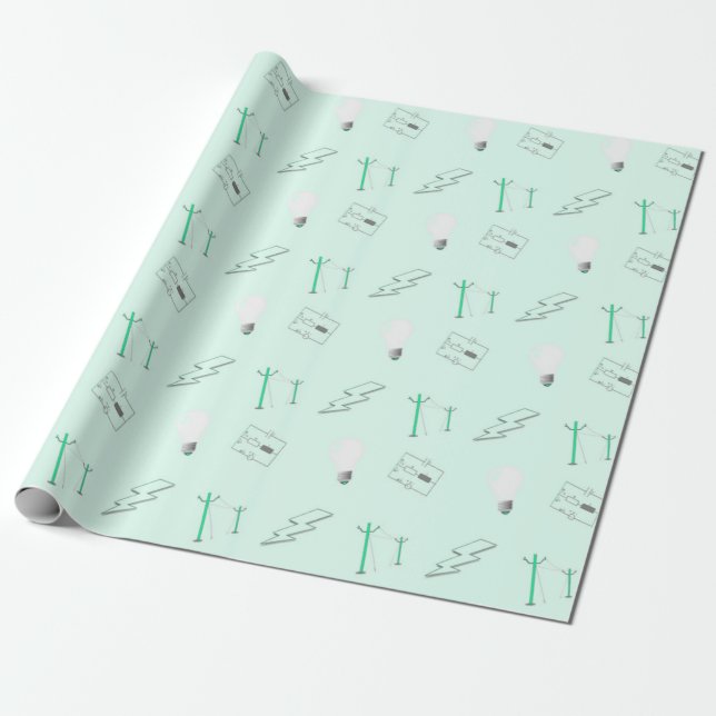 Teal electric decorative pattern wrapping paper (Unrolled)