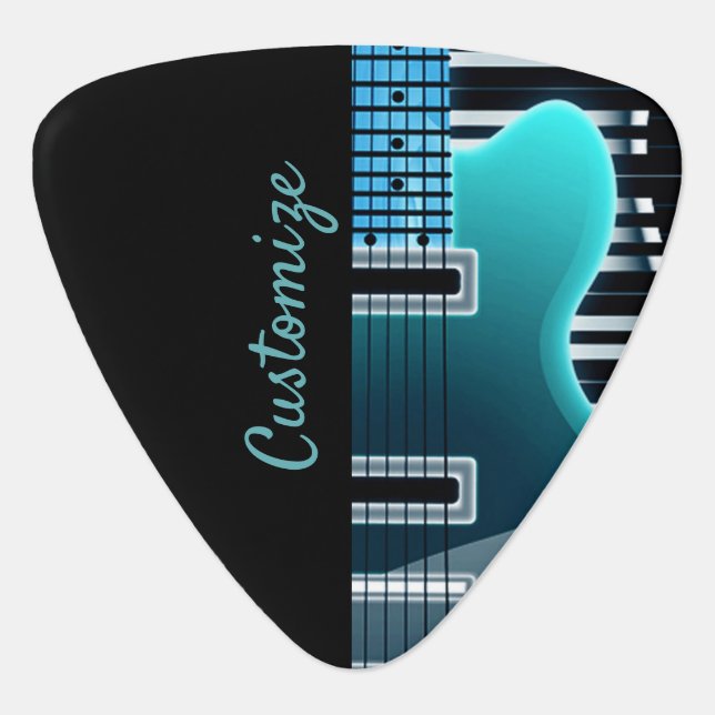 Teal Electric Guitar Triangle Guitar Pick (Front)