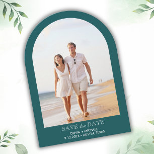 Teal Elegant Arch Photo Wedding Save the Date