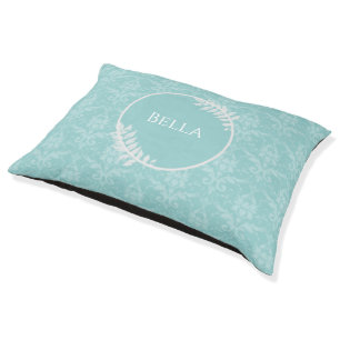 Teal Elegant Damask Dog Bed