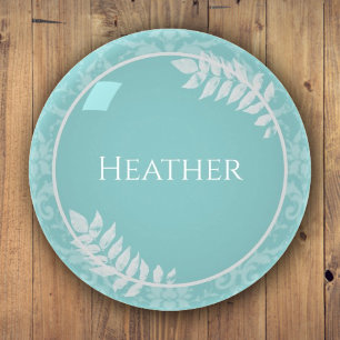 Teal Elegant Damask Paperweight