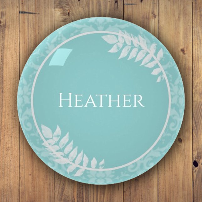 Teal Elegant Damask Paperweight (Teal Elegant Damask Personalized Paperweight)