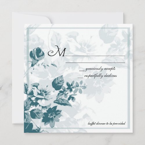 Teal Elegant Flower Wedding RSVP Cards