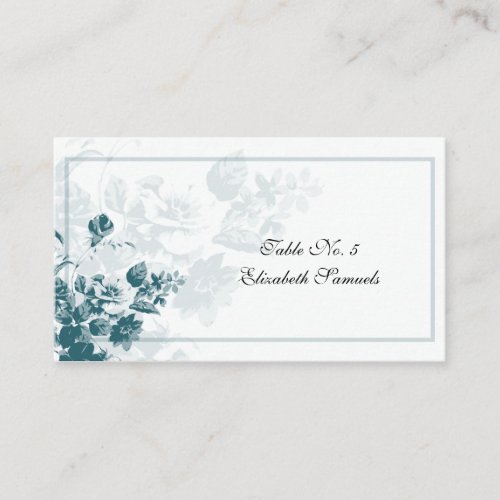 Teal Elegant Flower Wedding Table Placement Cards