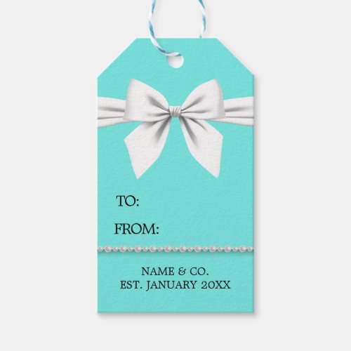 Teal Elegant Glam Tiffany Baby Shower Gift Tags