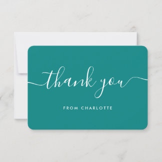 Teal Elegant Minimalist Wedding Bridal Birthday Thank You Card
