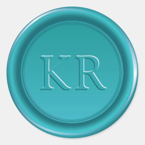 Teal Elegant Monogram Wax Seal