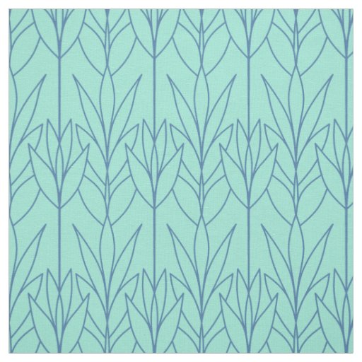 Teal elegant natural seamless leafy pattern plant fabric