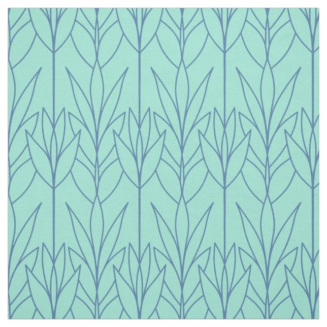 Teal elegant natural seamless leafy pattern plant fabric (Swatch)