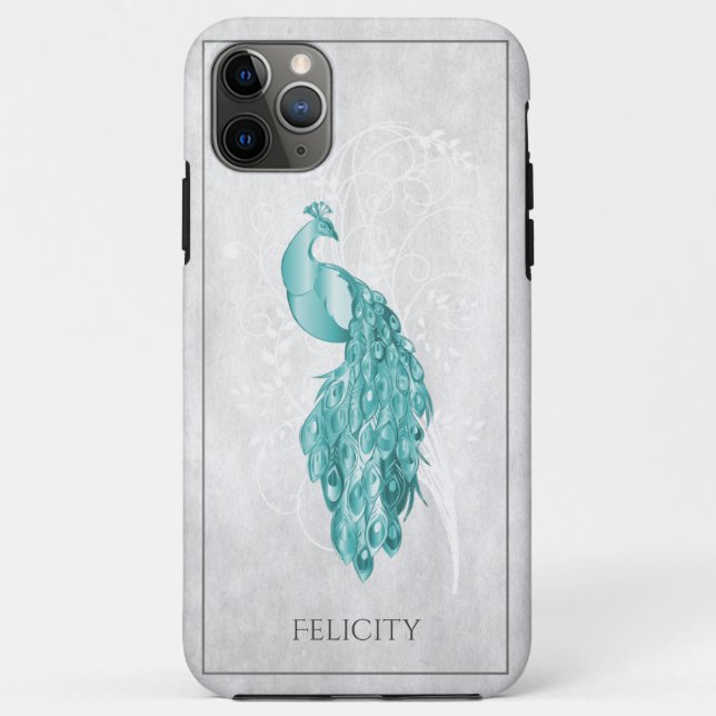 Teal Elegant Peacock Case-Mate iPhone Case (Back)